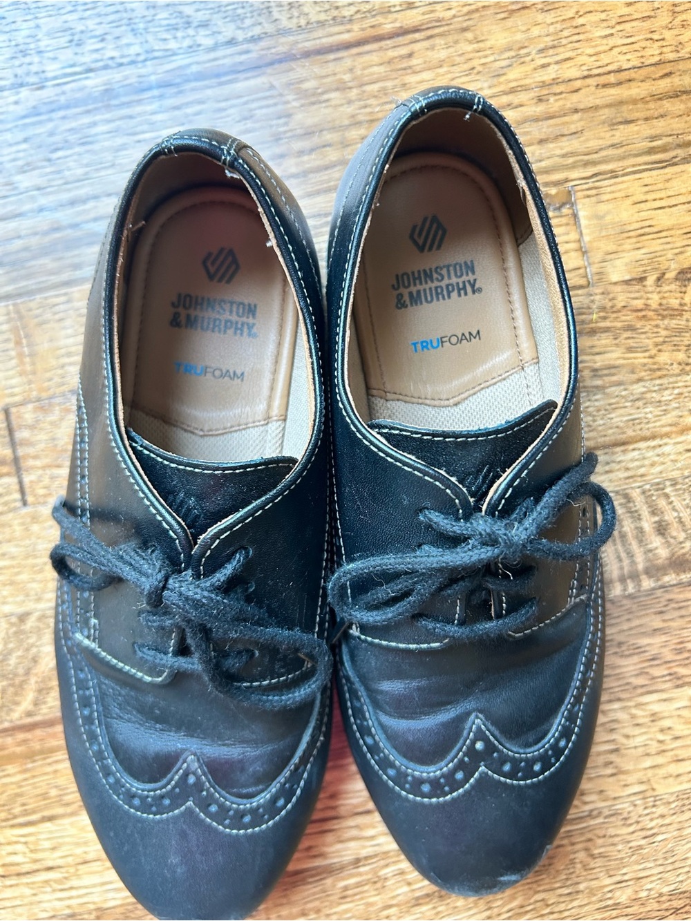 Johnston & Murphy Black Kids Wingtip Lace-Up Dress Shoes
